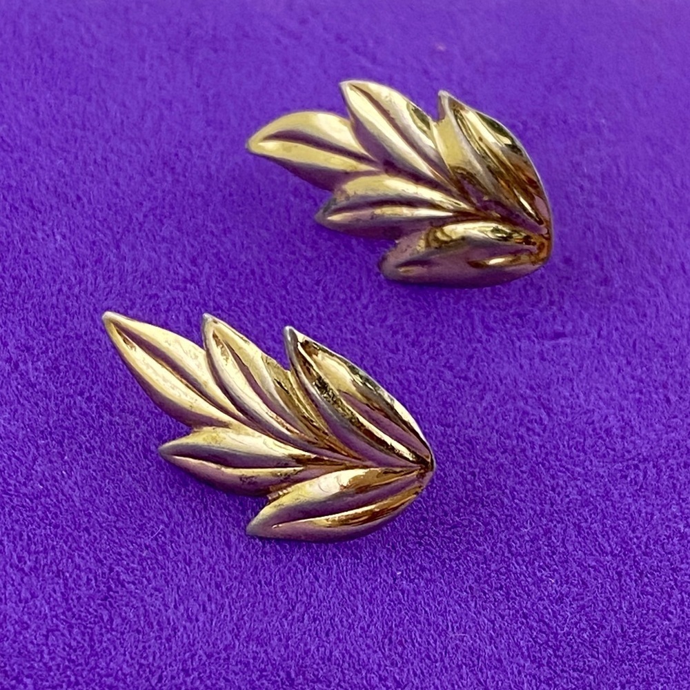 💛 Vintage Gold Plated Leaf Cluster Earrings | Botanical Nature Inspried